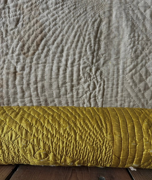 Handmade Antique Silk Boutis Quilt Border: C18th,Provence, France