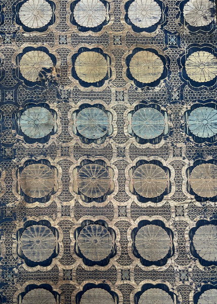 Rare Fine Antique Japanese (Kinran) Silk and Gilt Thread Brocade: C18th Edo period, Japan