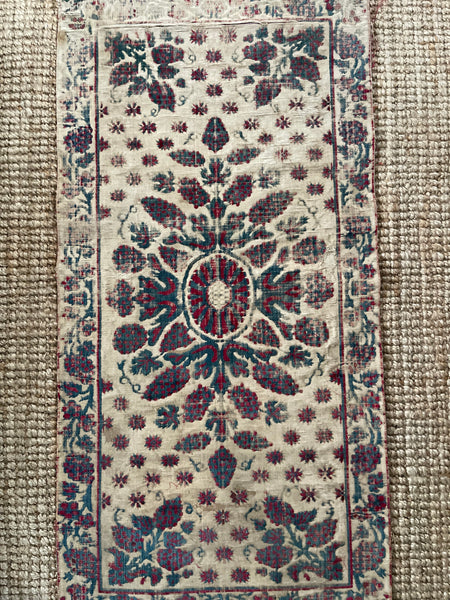 Antique Ottoman Voided Silk Velvet Pillow Yastik: 18th Century Turkey