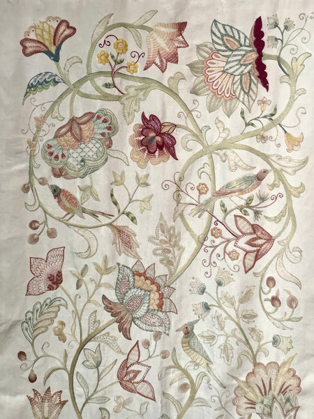 Antique Arts and Crafts Jacobean Revival Crewelwork Wallhanging with Tree of Life: C1900 Britain