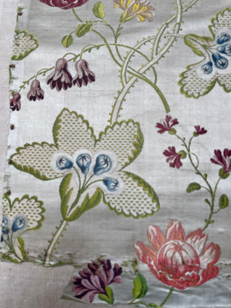 Antique Eighteenth Century Rococo Silk Brocade Panels: C18th Lyon, France
