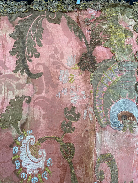 Antique Rare Bizarre Silk Brocaded Panel Rare: Early C18th France