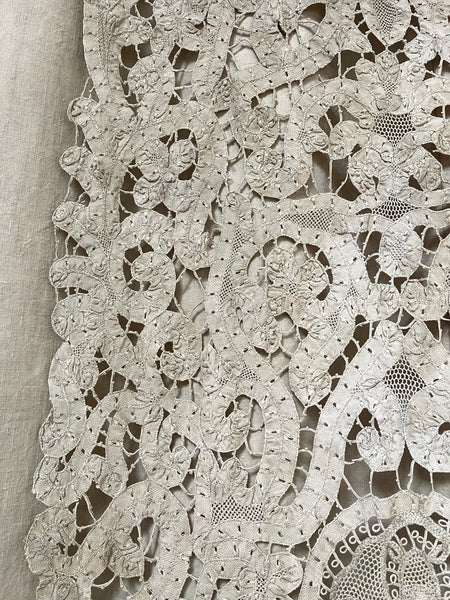 Early Antique Milanese Tape Lace Panel Handmade Collectable Italian Antique Lace: C18th Century, Milan, Italy