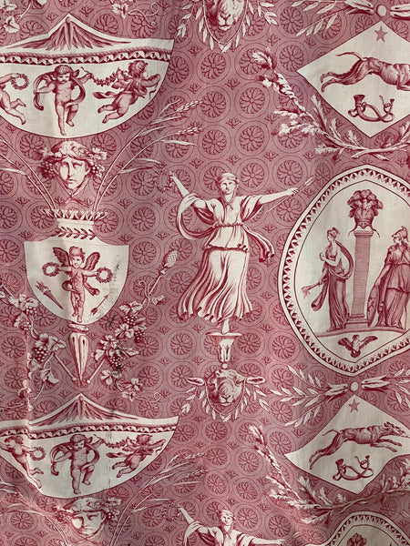 Antique Neo Classical Toile de Jouy Curtains Mulhouse ‘Pallas and Venus’: C19th France