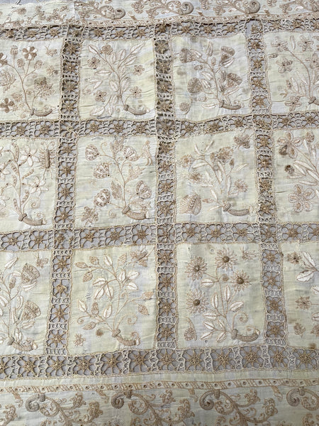 Antique Renaissance Embroidered Early Needlework Lace with Snails Insects Birds: Late C16th early 17th century, Italy