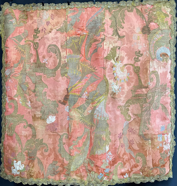 Antique Rare Bizarre Silk Brocaded Panel Rare: Early C18th France