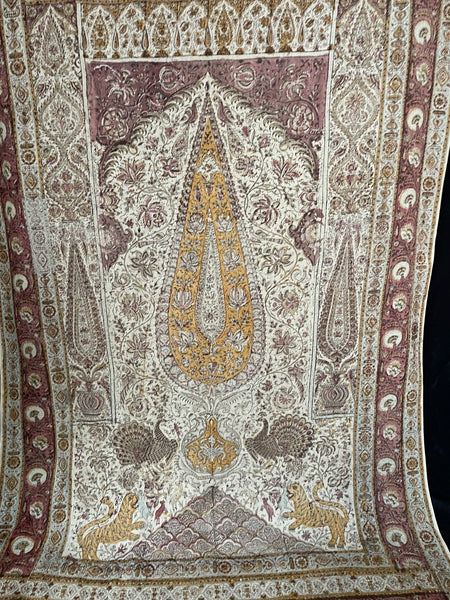 Antique Hand Block Printed Kalamkari Wallhanging: C19th India