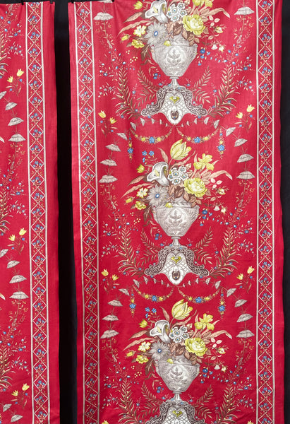 Pair Decorative Chinoiserie Panels with Urns and Florals: C20th Europe