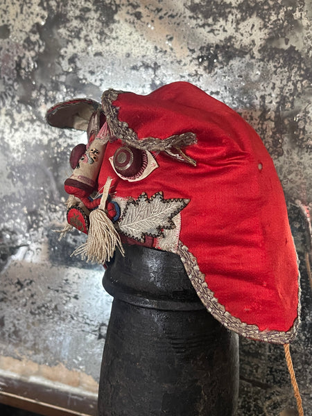 Antique Child’s Silk Embroidered Festival Hat Cat: C20th China