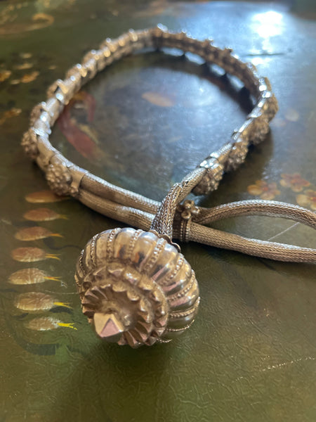 Antique High Grade Handmade Repoussè Silver Tribal Belt: C19th Northern India