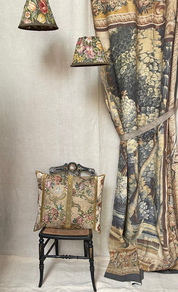 Bespoke Handmade Rococo Ecclesiastical Embroidered Silk Brocade Cushion Pillow: C18th France