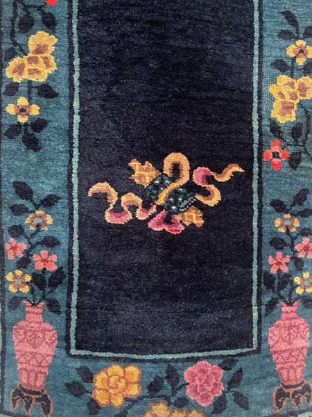 Pair Handmade Art Deco Chinoiserie Rugs: C1920s China