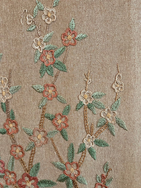 RESERVED: Antique Embroidered Tree of Life Wallhanging or Portier: C1930 Britain