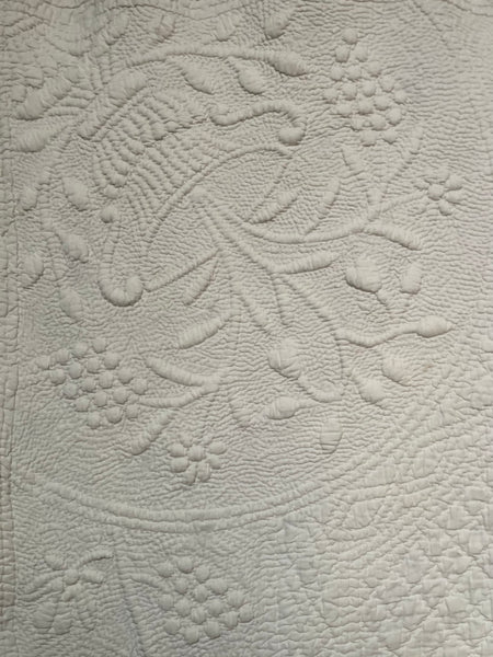 Antique White Marriage Boutis Quilt Handmade: C18th Provence, France