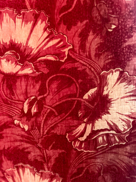 Antique Arts and Crafts Art Nouveau Block Printed Velvet, Poppies by Lindsay Butterfield: C1890 England