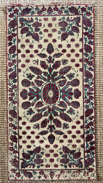 Antique Ottoman Voided Silk Velvet Pillow Yastik: 18th Century Turkey