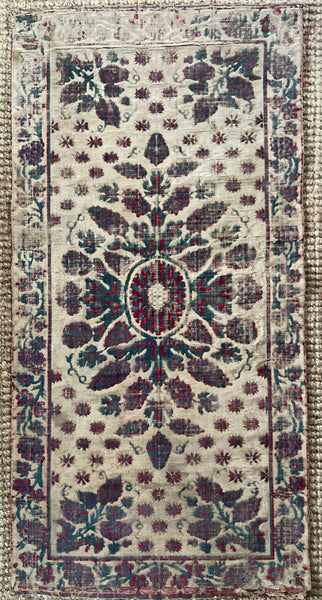 Antique Ottoman Voided Silk Velvet Pillow Yastik: 18th Century Turkey