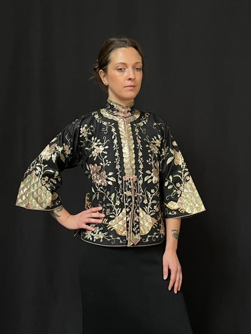 Antique Collectable Traditional Gilt Thread Embroidered Silk Jacket : C1920 China