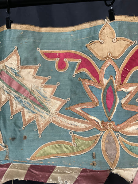 Antique Ottoman Appliqué Embroidered Silk Tent Bands: C17 Turkey
