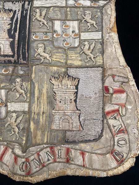 Antique Embroidered Armorial Coat of Arms: C17th Europe