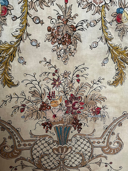 Antique Embroidered Wallhanging with Dancing Figure: C1910 France