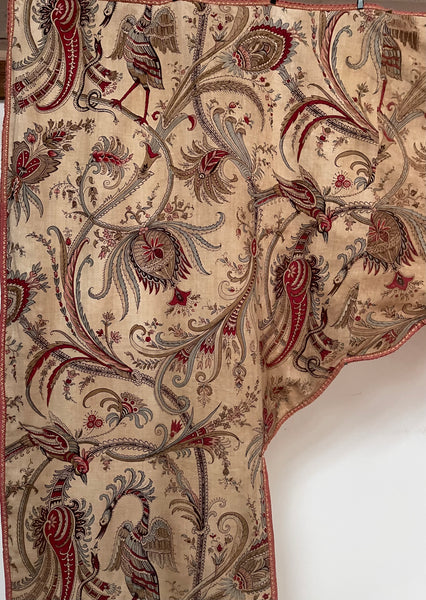 Antique Indienne Pelmet with Extraordinary Exotic Birds and Serpents : French C19th. 200 x 173cm