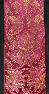 Antique Silk Brocade Panel in Pinky Reds & Gold: C19th France