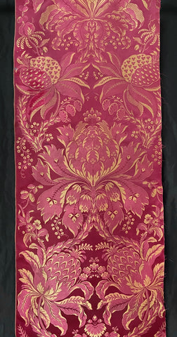 Antique Silk Brocade Panel in Pinky Reds & Gold: C19th France