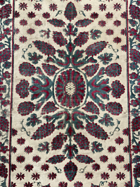 Antique Ottoman Voided Silk Velvet Pillow Yastik: 18th Century Turkey