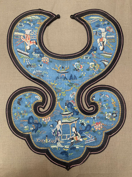 Fine Museum Worthy Traditional Silk Embroidered Figural Collar: C19th China