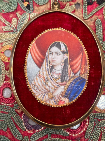 Antique Anglo-Indian Mogul Miniature Painting, Mumtaz Mahal: c.1840