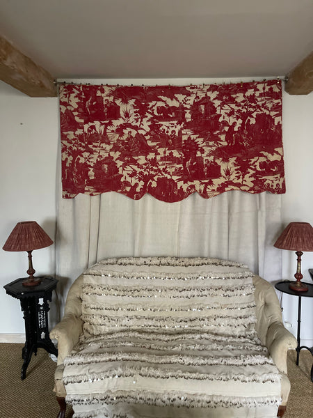 Antique Quilted Toile de Jouy Pelmet: C18th  Jean-Pierre Meillier et Cie in Beautriran