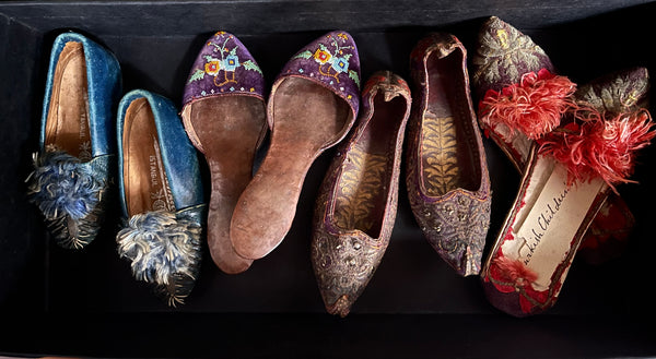 Pair Traditional Beaded Silk Velvet Mules Child’s: C190O Indonisia