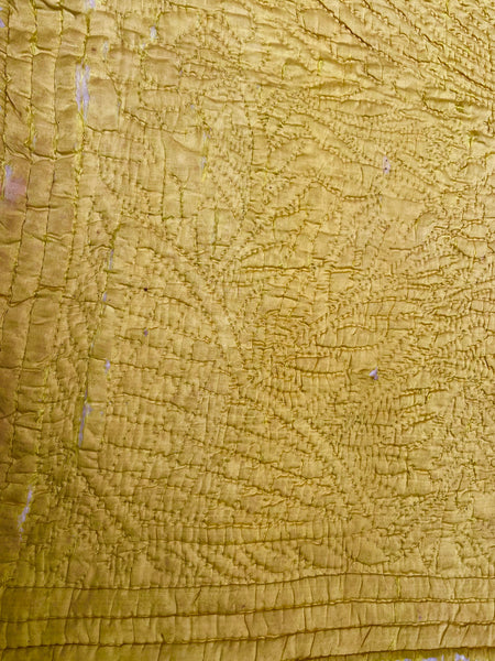 Handmade Antique Silk Boutis Quilt Border: C18th,Provence, France