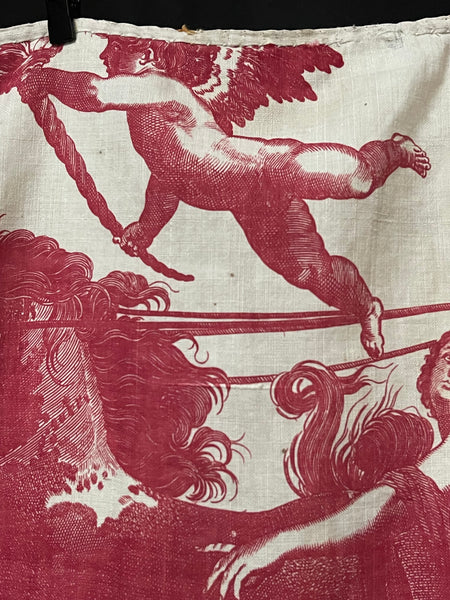 Antique Toile de Nantes ‘Chariot of Dawn’ Pelmet: C18th France