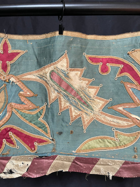 Antique Ottoman Appliqué Embroidered Silk Tent Bands: C17 Turkey