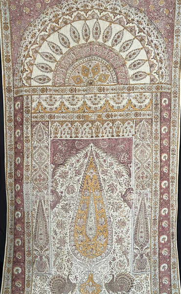Antique Hand Block Printed Kalamkari Wallhanging: C19th India