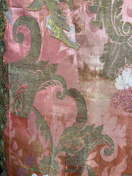 Antique Rare Bizarre Silk Brocaded Panel Rare: Early C18th France