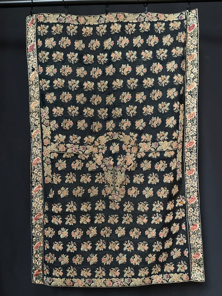 Antique Parsi Silk Embroidered Tunic Panel with Birds: C19th India