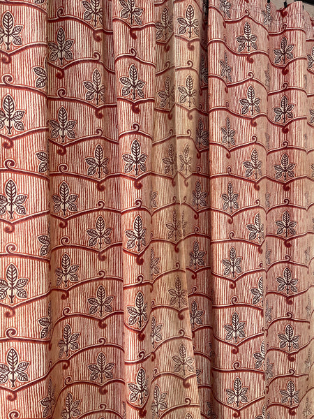 Pair Antique Arts and Crafts Handmade Block Printed Curtains: First Quarter 20th Century