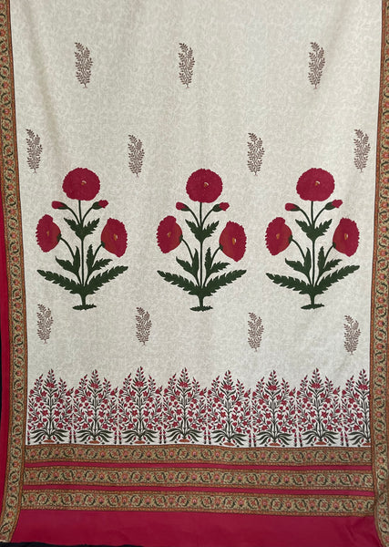 Block Printed Hangings or Curtain Panels with Poppies: C20th Jaipur, India