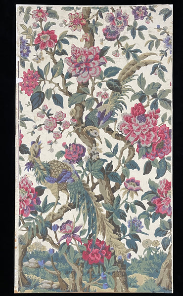 Antique Rare Chinoiserie Hand Painted Scenic Wallpaper Panel Wallhanging : Late 18th/ early C19th France