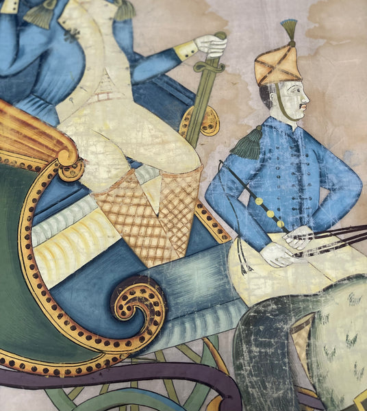 Hand Painted Silk Wallhanging Napoleon in Horse Drawn Carriage, C19th China, for export