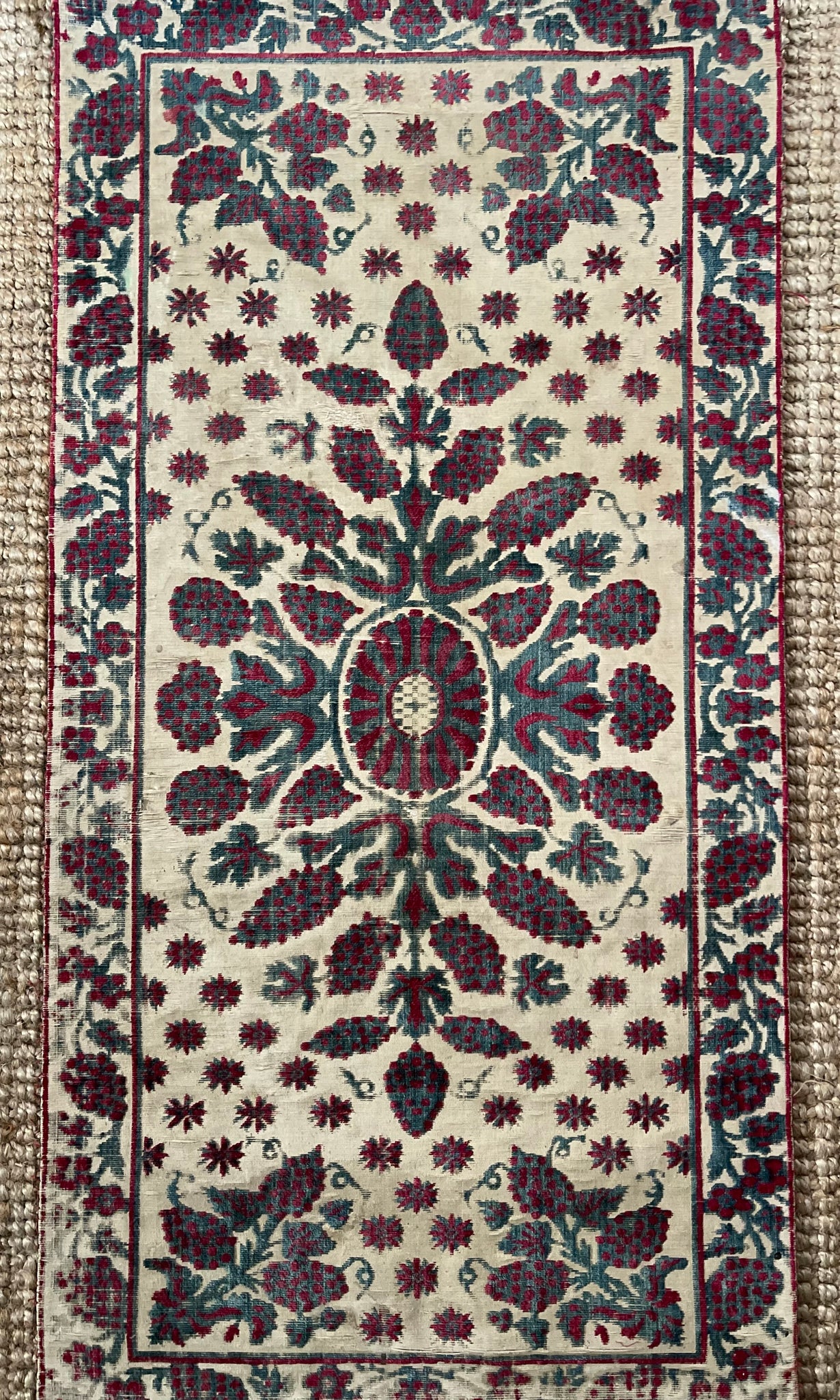 Antique Ottoman Voided Silk Velvet Pillow Yastik: 18th Century Turkey