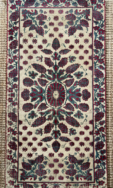 Antique Ottoman Voided Silk Velvet Pillow Yastik: 18th Century Turkey