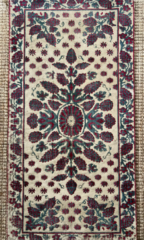 Antique Ottoman Voided Silk Velvet Pillow Yastik: 18th Century Turkey