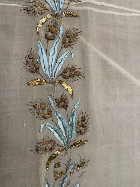 Antique silk and Gold Gilt Embroidered Silk Chiffon C18th France