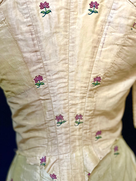 Rare Hand Embroidered Silk Bodice and Partial Skirt : C18th Gujarat India for export to Europe
