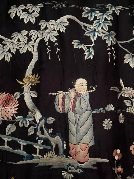 Long Antique Silk Embroidered Wall Hang Hanging: C19th China
