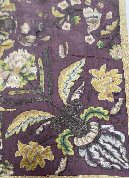 Early Silk and Metal Thread Embroidered Chalice Cover: C17th Europe